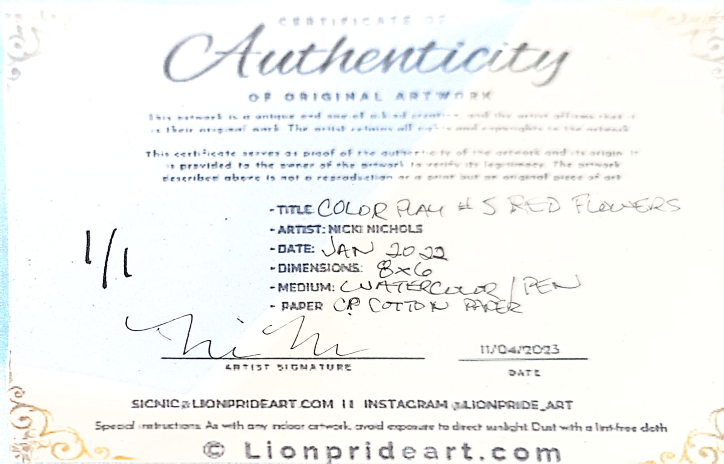 COLOR PLAY #5 RED FLOWERS - Lion Pride Art & Watercolors